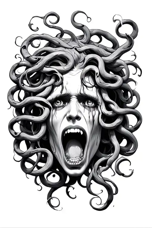 crying medusa tattoo design idea