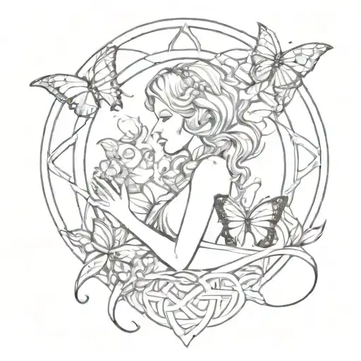 celtic knot of motherhood and butterfly resting tattoo design idea