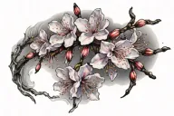 front trap tattoo purple cherry blosssoms flowing tattoo design idea