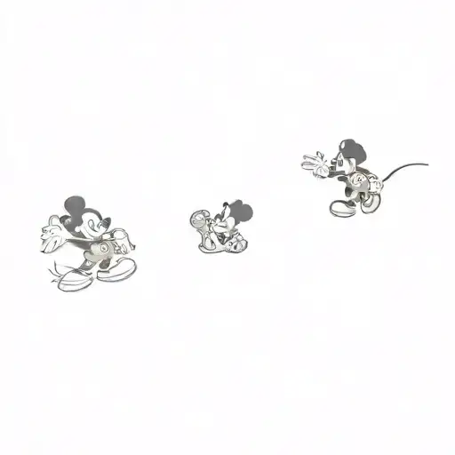 mickey mouse and disney characters tattoo design idea