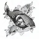 yin yang koi fish Pisces fish swimming tattoo design idea