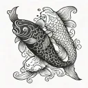 yin yang koi fish Pisces fish swimming tattoo design idea