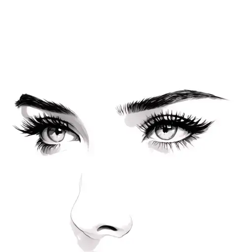 a woman's eyelashes tattoo design idea