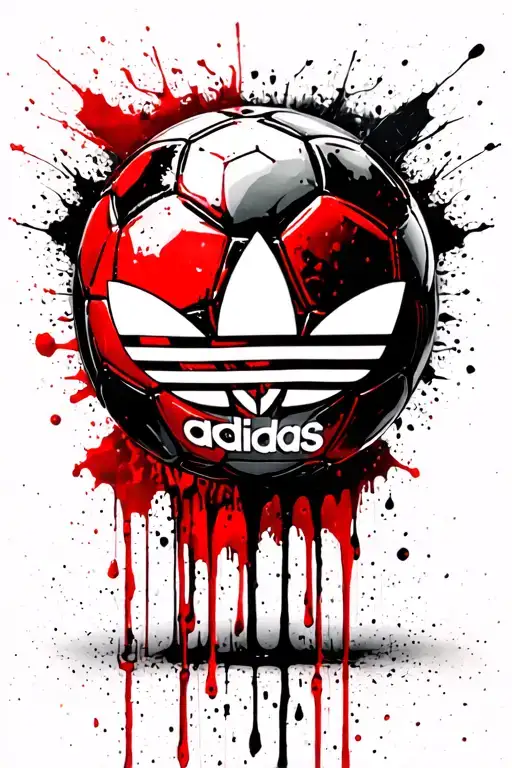 old adidas logo and soccer ball with blood drippig down them tattoo design idea