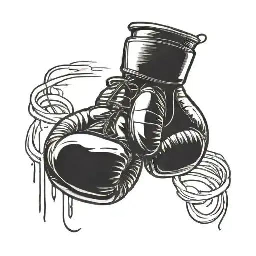boxing gloves in the ring background as a tattoo on the ribs tattoo design idea