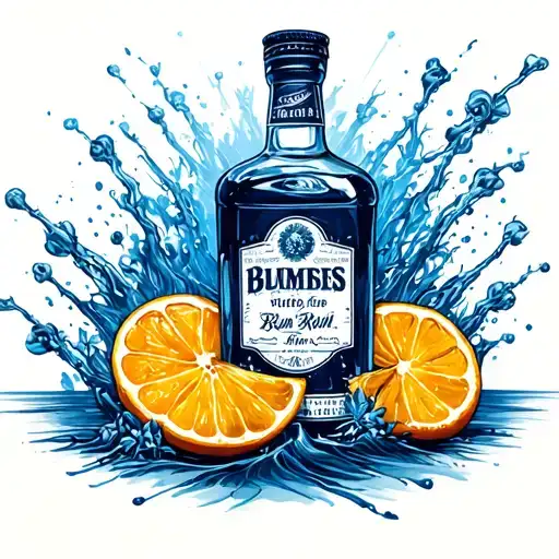 Rum bottle Break on a navy ink tattoo design idea