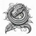 horse, feather, paw, snake coiled snake wrapped tattoo design idea