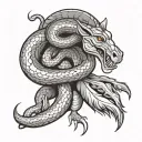 horse, feather, paw, snake coiled snake wrapped tattoo design idea