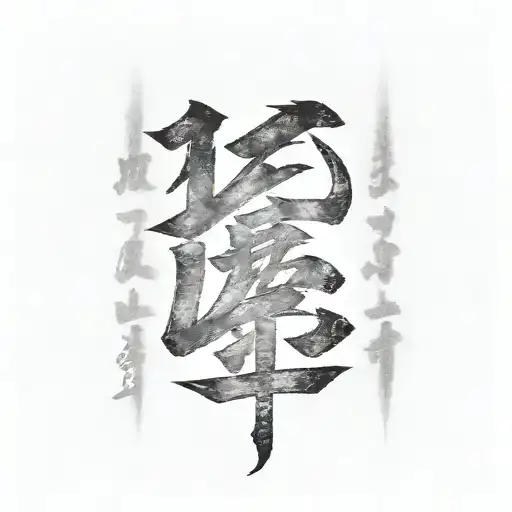 smoke forming the Japanese kanji for "discipline" tattoo design idea