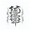 smoke forming the Japanese kanji for "discipline" tattoo design idea