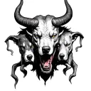 devil with two hell hounds tattoo design idea