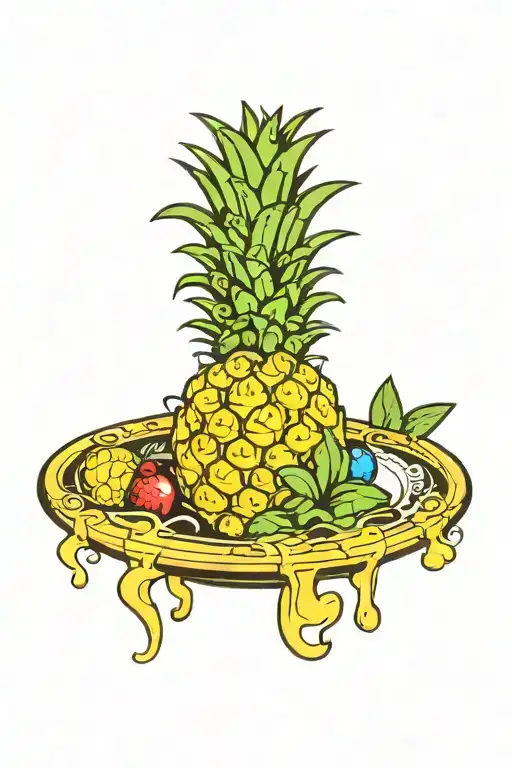 upside down pineapple couldron tattoo design idea
