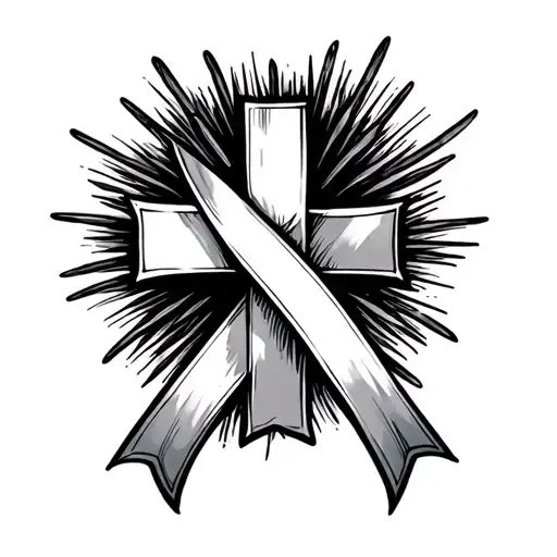Cross With Cancer Ribbon tattoo design idea