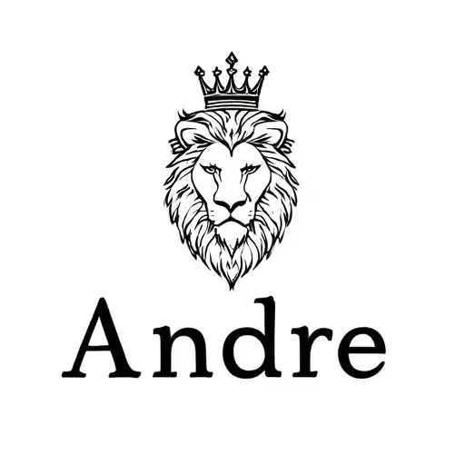 "Andre" lion wearing a crown tattoo design idea
