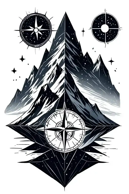 Compass Mountain geometric design incorporating tattoo design idea