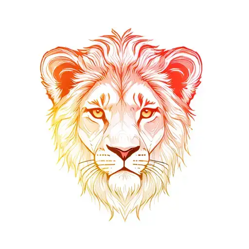 An abstract lion cub with fine gradient lines. tattoo design idea