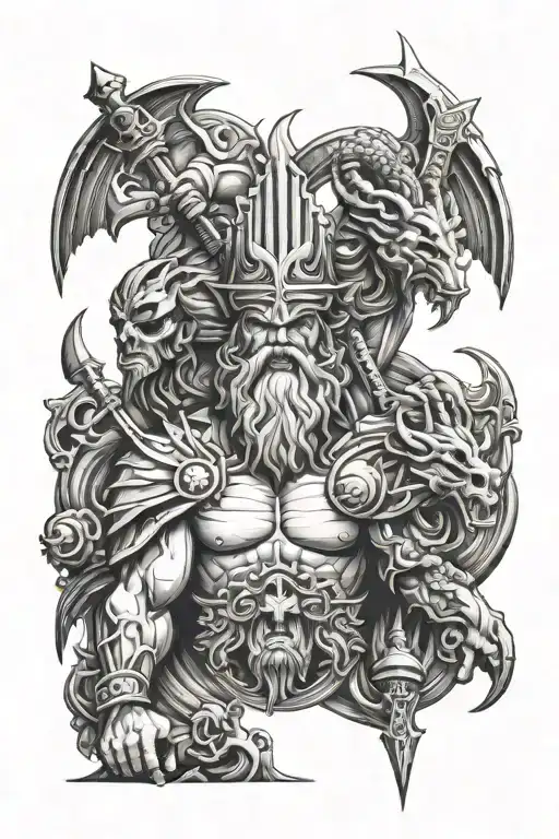 Weapons of Zeus, Hades, and Poseidon  tattoo design idea