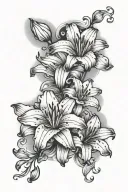 lilies mooon cloud background tattoo design idea