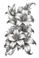 lilies mooon cloud background tattoo design idea