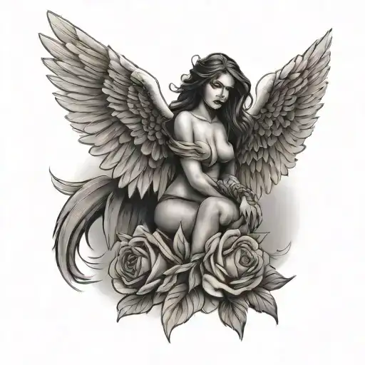 bad angel tattoo design idea