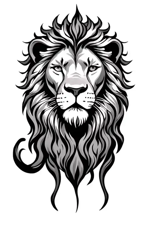 sublime sun half lion half tattoo design idea