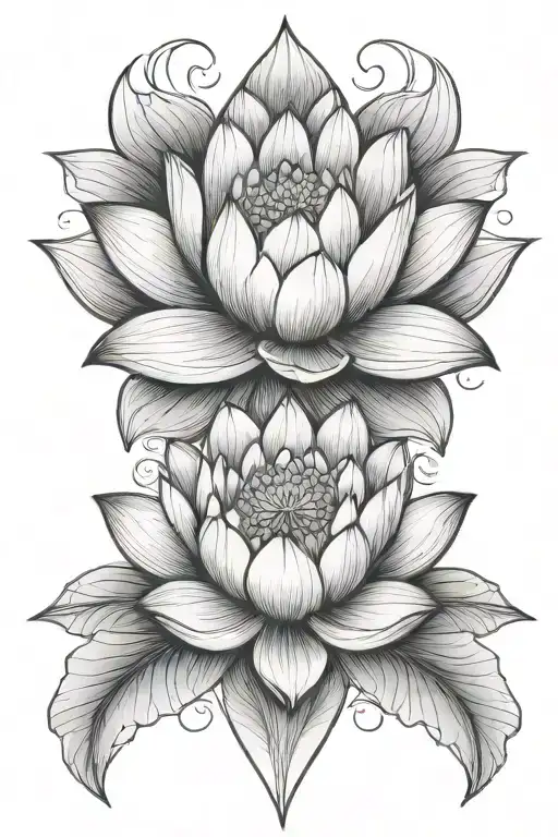 Diamond and lotus flower tattoo design idea