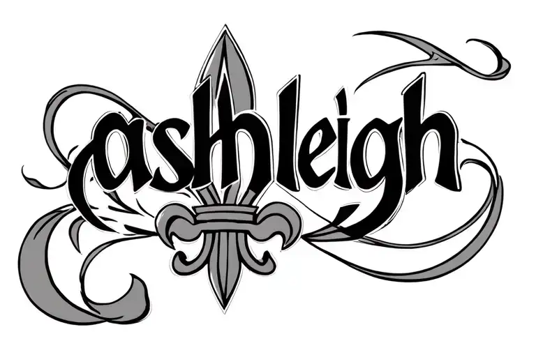 The name ashleigh that would go with a previous tattoo of a fluer de lis tattoo design idea