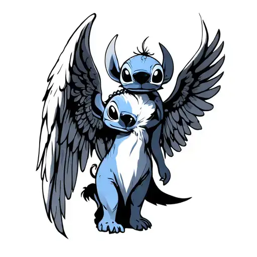 Stitch And Angel tattoo design idea