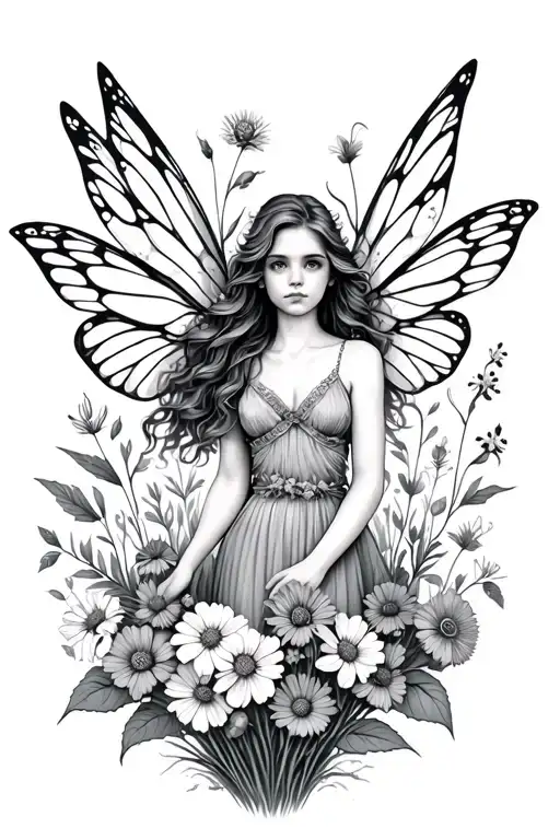 wildflowers, fairies, Appalachia tattoo design idea