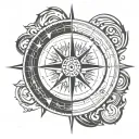 mariners compass yin yang centre incorporate waves tattoo design idea