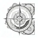 mariners compass yin yang centre incorporate waves tattoo design idea