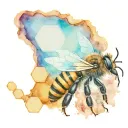 honeybee side profile with honeycomb tattoo design idea