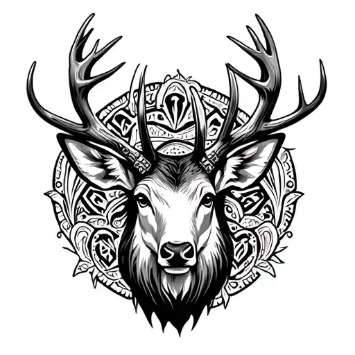 American traditional stag head tattoo design idea