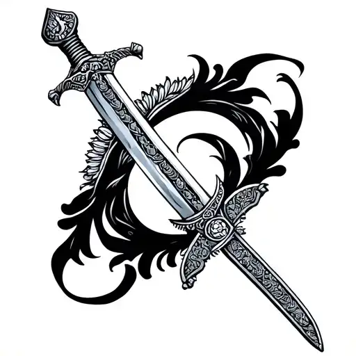 Indian talwar and katana mini tattoo tattoo design idea