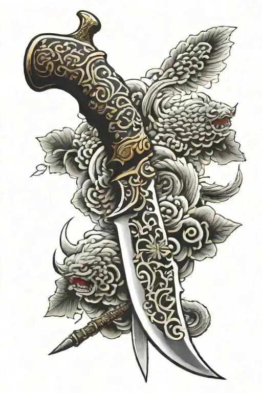 japanese knife tattoo design idea