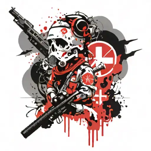 hospital corpsman battle field scene tattoo design idea