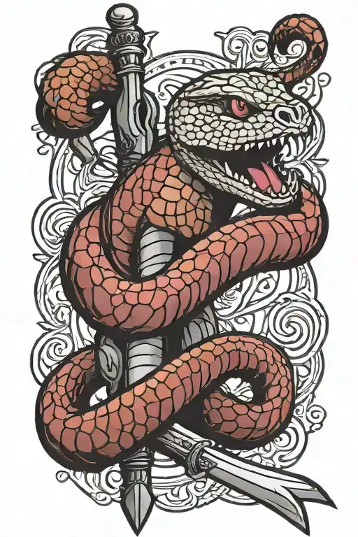 KING COBRA WRAPPED AROUND A SWORD  tattoo design idea