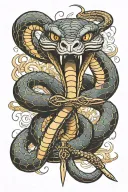 KING COBRA WRAPPED AROUND A SWORD  tattoo design idea