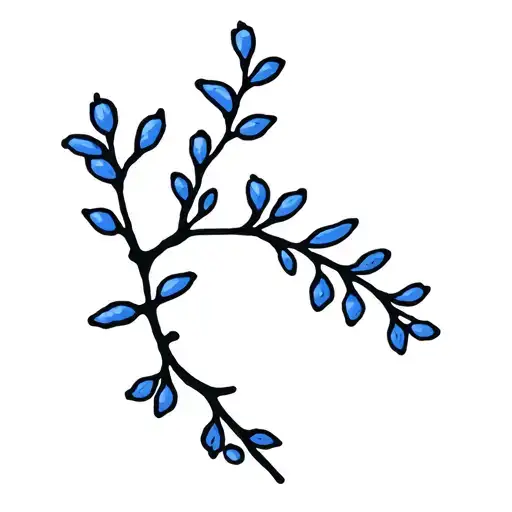 juniper branch simple black with only blue on the berries tattoo design idea