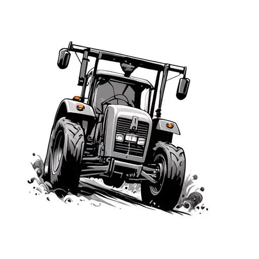 tractor pulling hell tattoo design idea