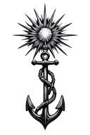 starburst with anchor tattoo design idea
