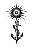 starburst with anchor tattoo design idea