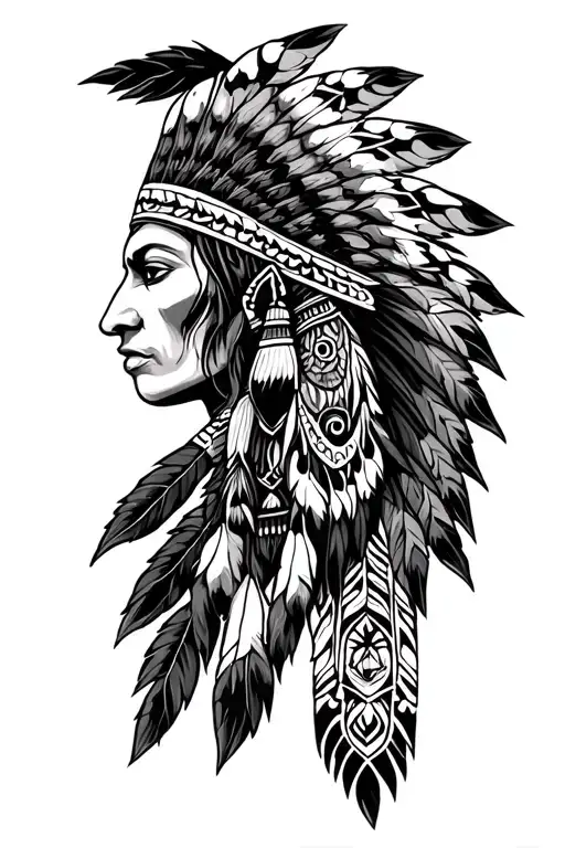 Cherokee tribal sleeve tattoo design idea
