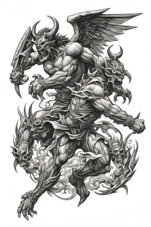 angles fighting demons  tattoo design idea