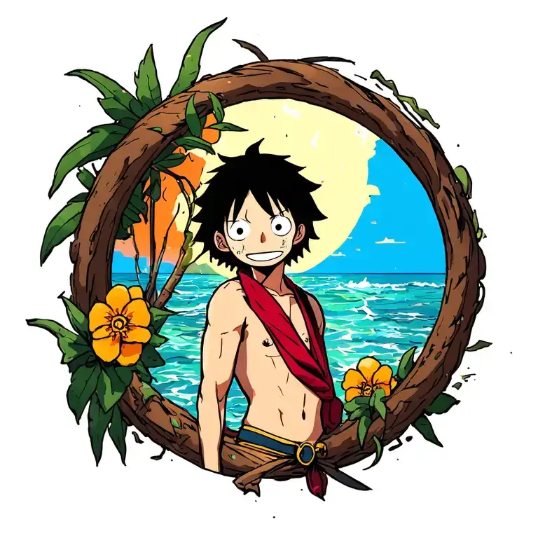 one piece panel manga inspired scene tattoo design idea