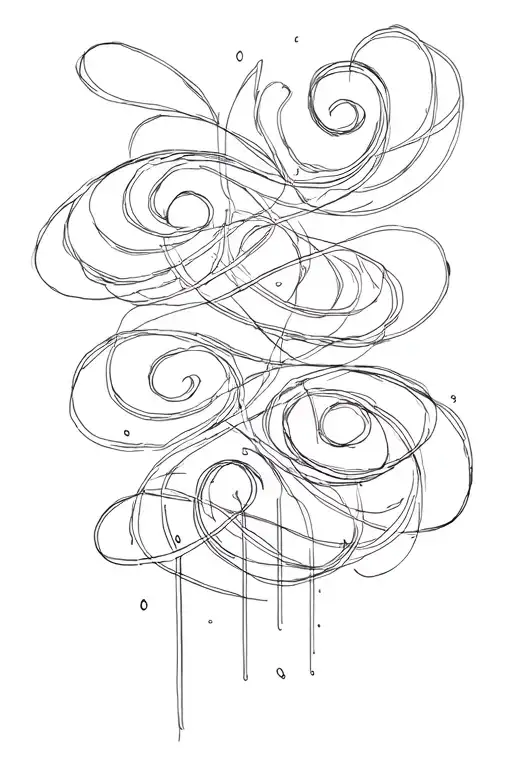 swirly vertical lines one coming down one coming up, 2 separate  tattoo design idea