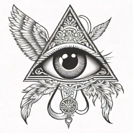 Lion eye of horus and falling angel tattoo design idea