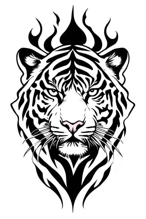 Tribal Tiger Stripes Flames Around It tattoo design idea