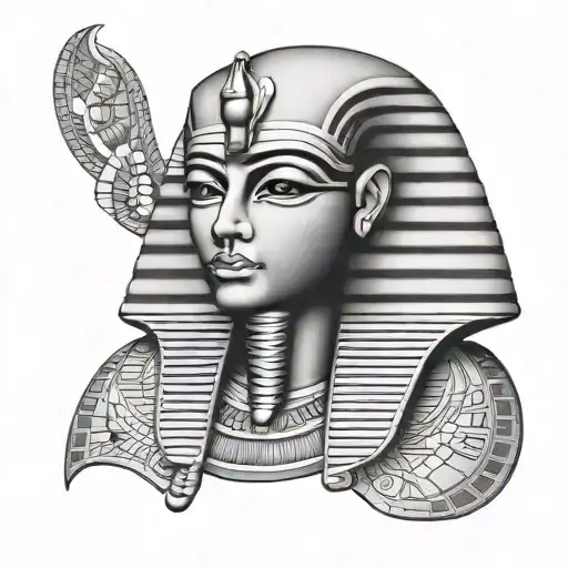 Theater mask of king tut tattoo design idea