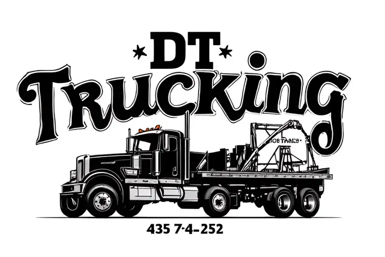 "DT Trucking 435 724 4252" oilfield truck tattoo design idea
